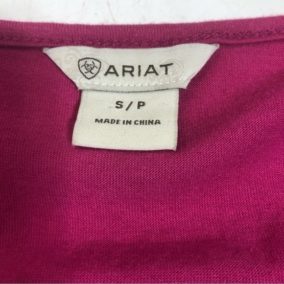 Ariat Senorita Fringe Top Bright Pink Short Sleeve Tee, size S - Picture 6 of 9